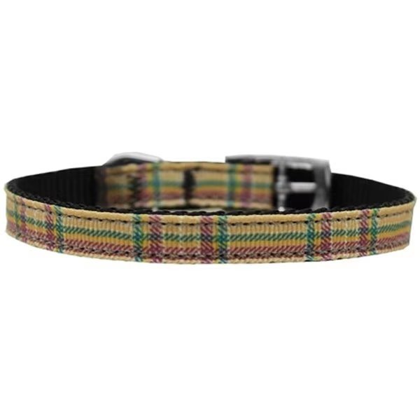 Plaid Nylon Dog Collar with Classic Buckle 0.37 in.Khaki Size 8, Pet Pal, Mfr#: PE814305